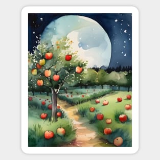 Apple Orchard Under the Moon Sticker
